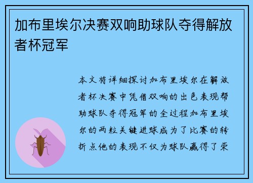 加布里埃尔决赛双响助球队夺得解放者杯冠军